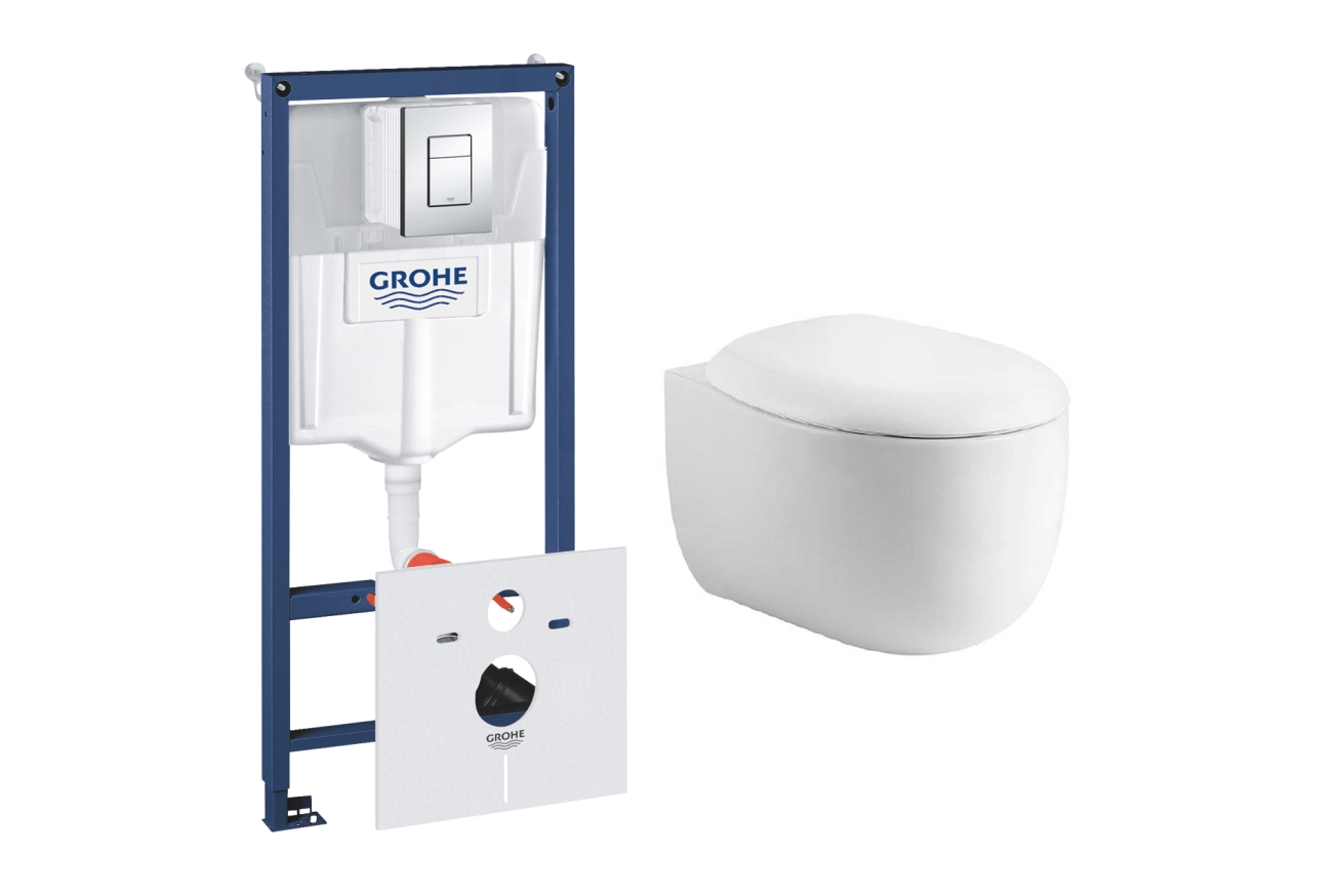 Комплект инсталляции GROHE 38775001 с унитазом Aquatek АЛЬТАИР и сиденьем с микролифтом (NW0149/S)