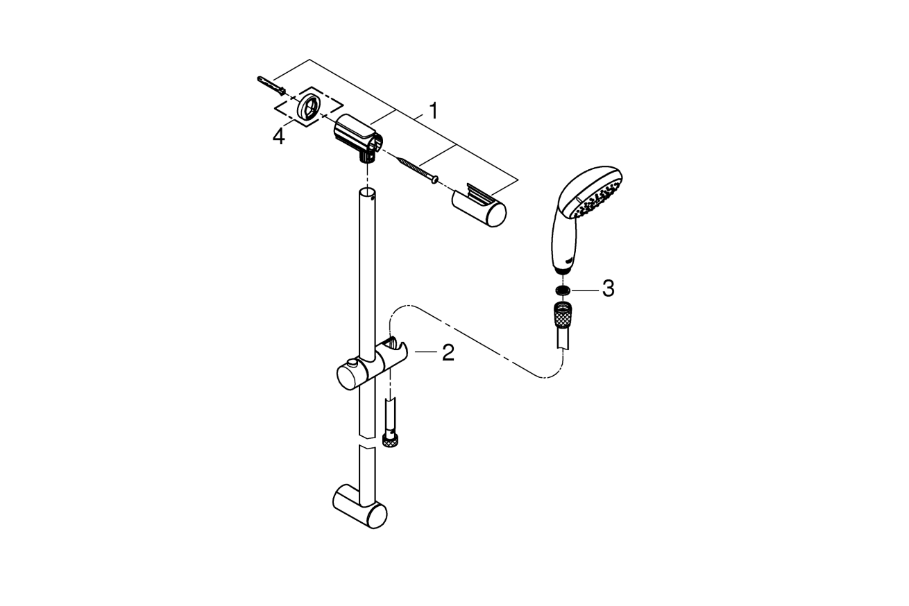 Душевой гарнитур GROHE Tempesta 100, 1 вид струи, хром (27925001)