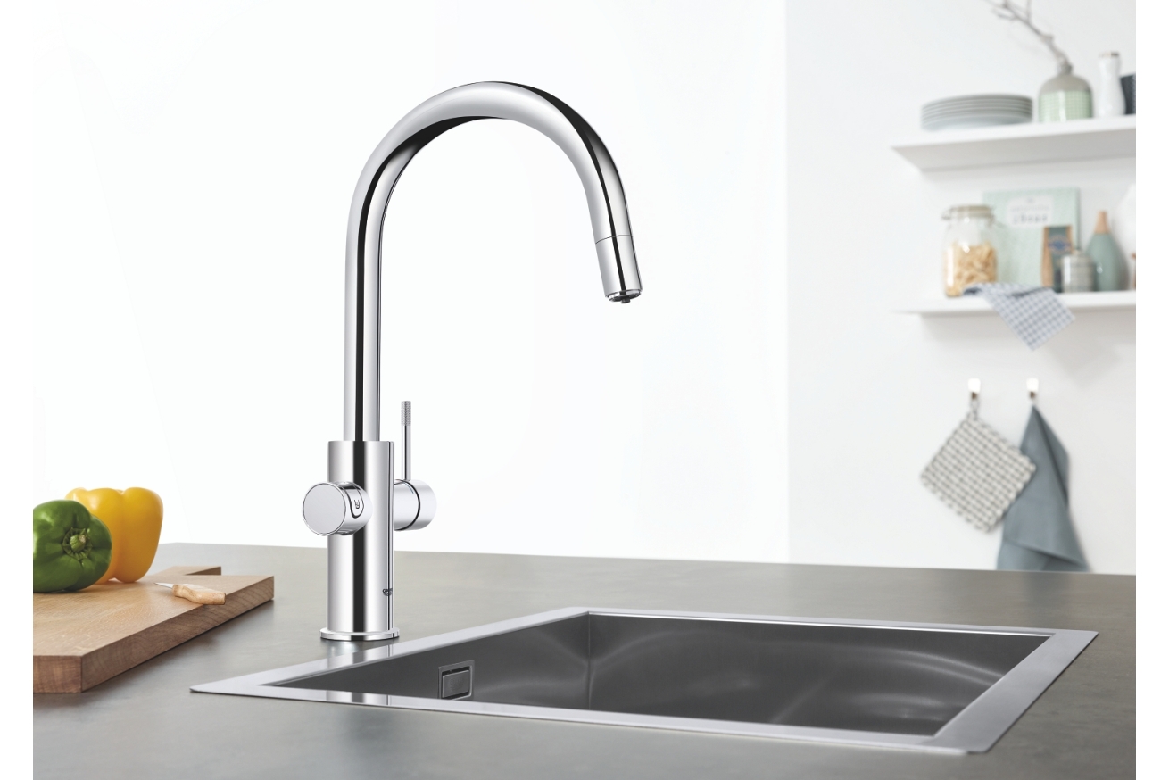 Смеситель для кухни GROHE Blue Home с системой фильтрации, охлаждения и газирования воды, Wi-Fi, хром (31541000)