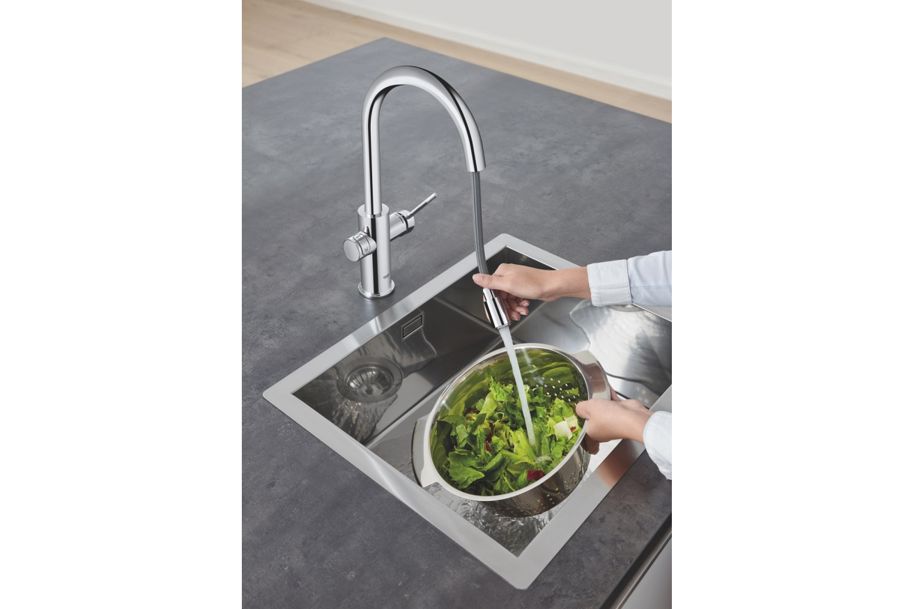Смеситель для кухни GROHE Blue Home с системой фильтрации, охлаждения и газирования воды, Wi-Fi, хром (31541000)