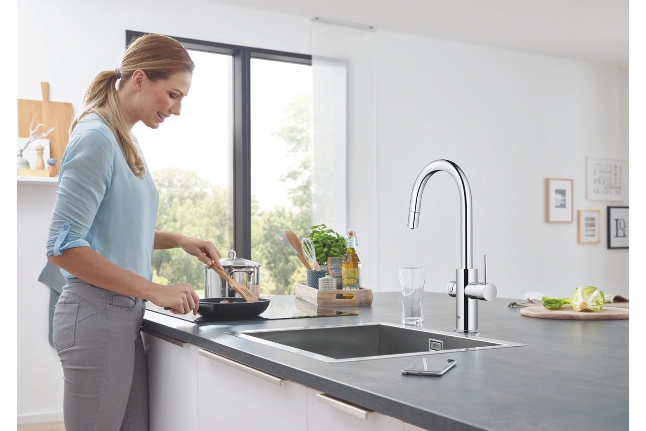 Смеситель для кухни GROHE Blue Home с системой фильтрации, охлаждения и газирования воды, Wi-Fi, хром (31541000)