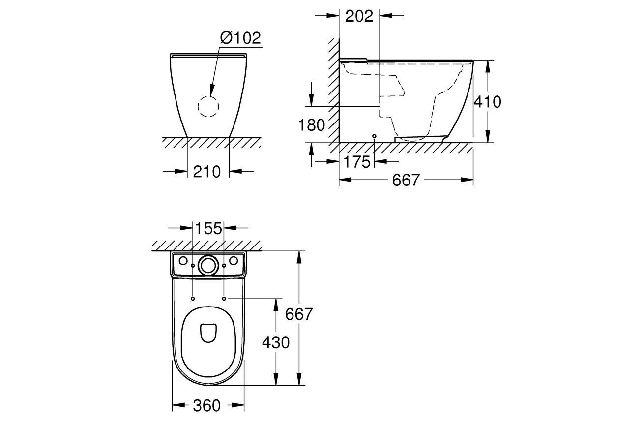 Унитаз GROHE Essence напольный, альпин-белый (3957200H)