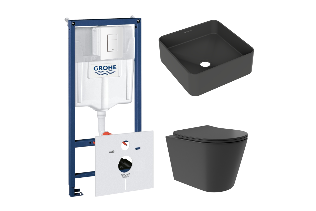 Комплект инсталляции GROHE Rapid SL 38772SH0 с унитазом Aqueduto CONE Plus CONT0240 и раковиной Aqueduto ESPIRAL ESP0340 (NW0376)