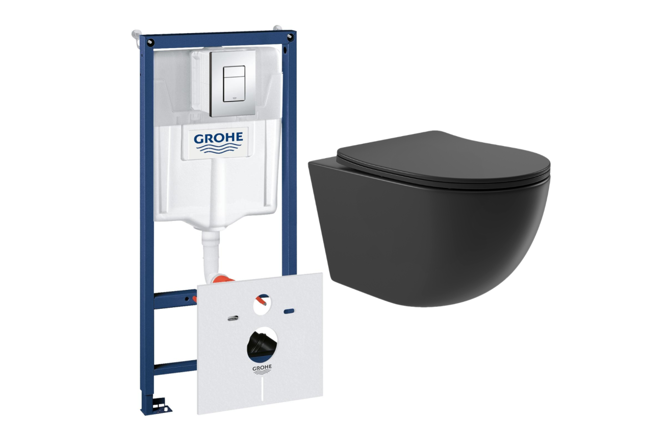Комплект инсталляции GROHE Solido 38811KF0 с унитазом Aqueduto OVO OVO0140 и раковиной Aqueduto ESPIRAL ESP0340 (NW0383)