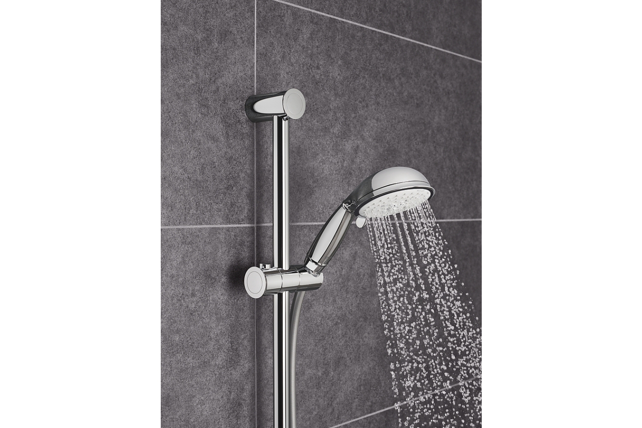 Душевой гарнитур GROHE Tempesta Rustic 100 с мыльницей, 4 режима струи, душевая штанга 600 мм, 9,5 л/мин, хром (27609001)