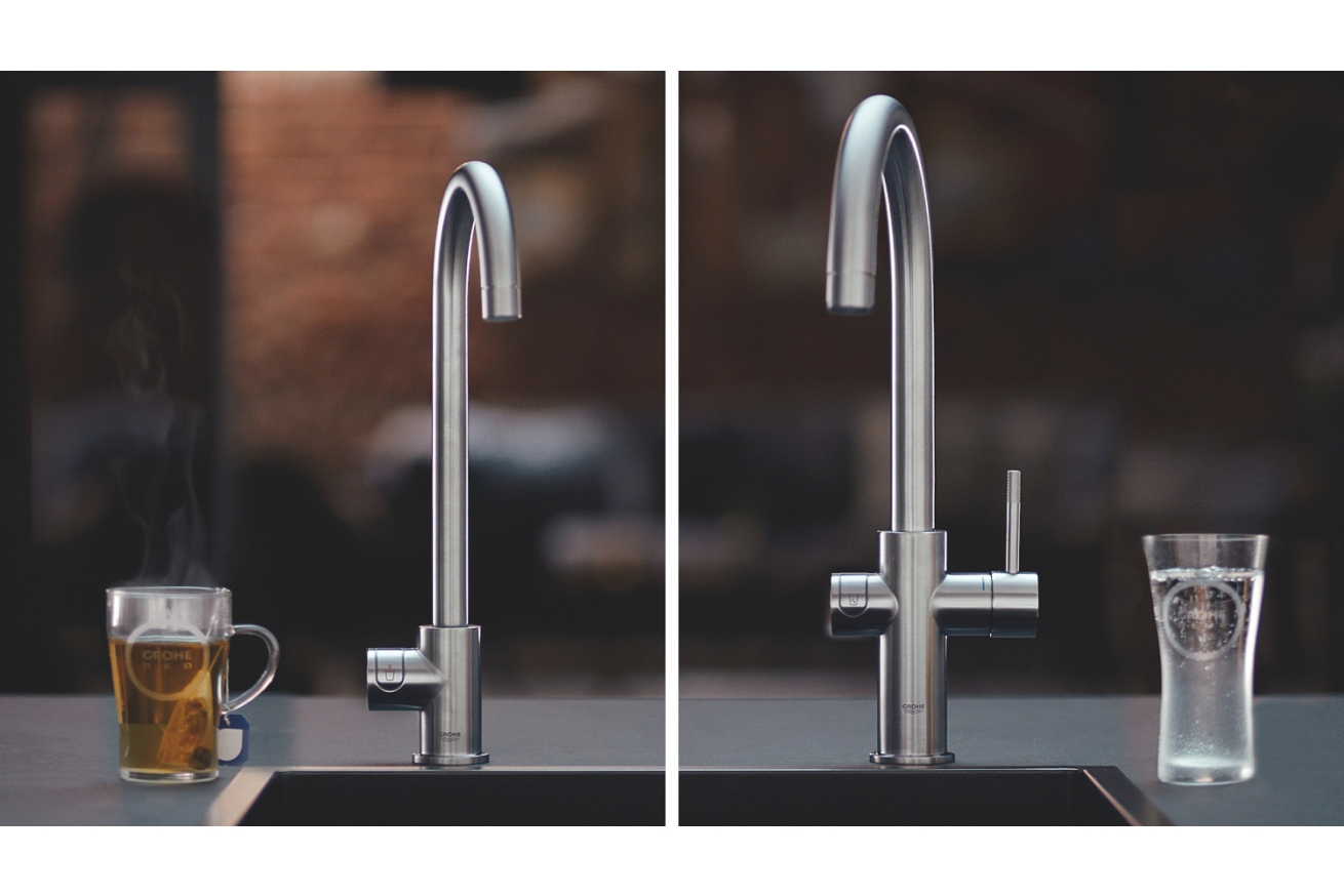 Смеситель для кухни GROHE Blue Home с системой фильтрации, охлаждения и газирования воды, суперсталь (31455DC0)