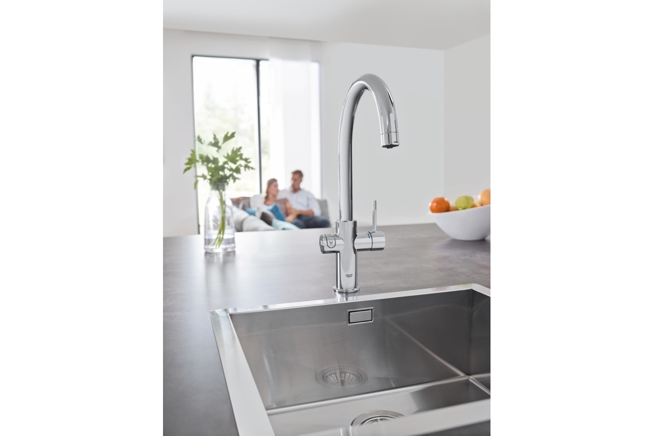 Смеситель для кухни GROHE Blue Home с системой фильтрации, охлаждения и газирования воды, хром (31455000)
