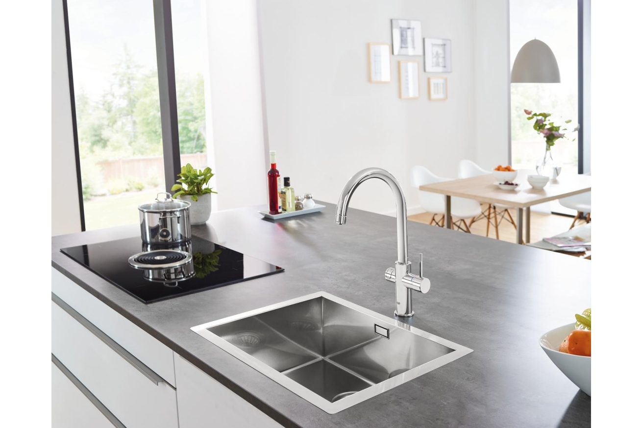 Смеситель для кухни GROHE Blue Home с системой фильтрации, охлаждения и газирования воды, хром (31455000)