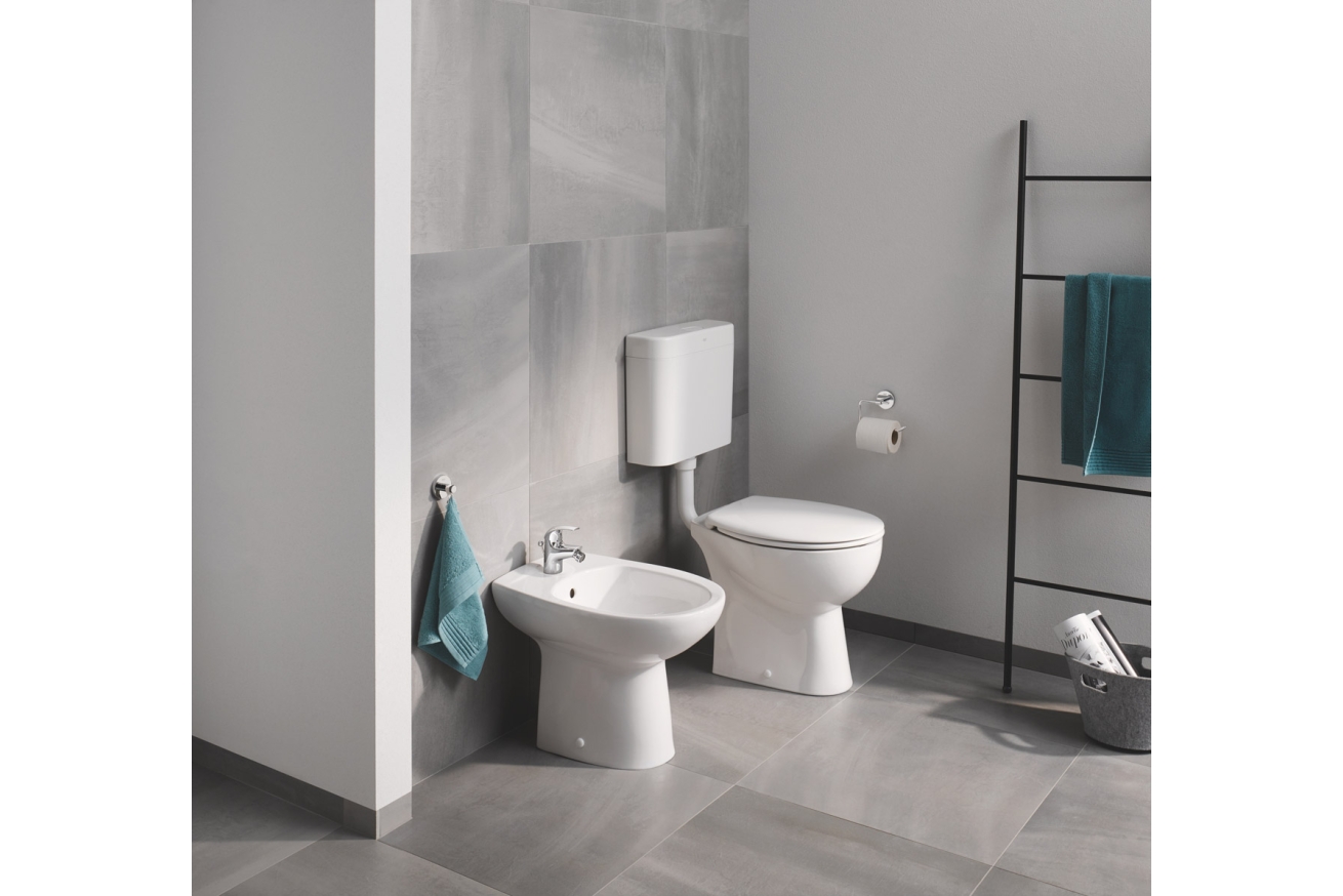 Унитаз напольный безободковый GROHE Bau Ceramic горизонтальный выпуск (без сиденья), альпин-белый (39430000)