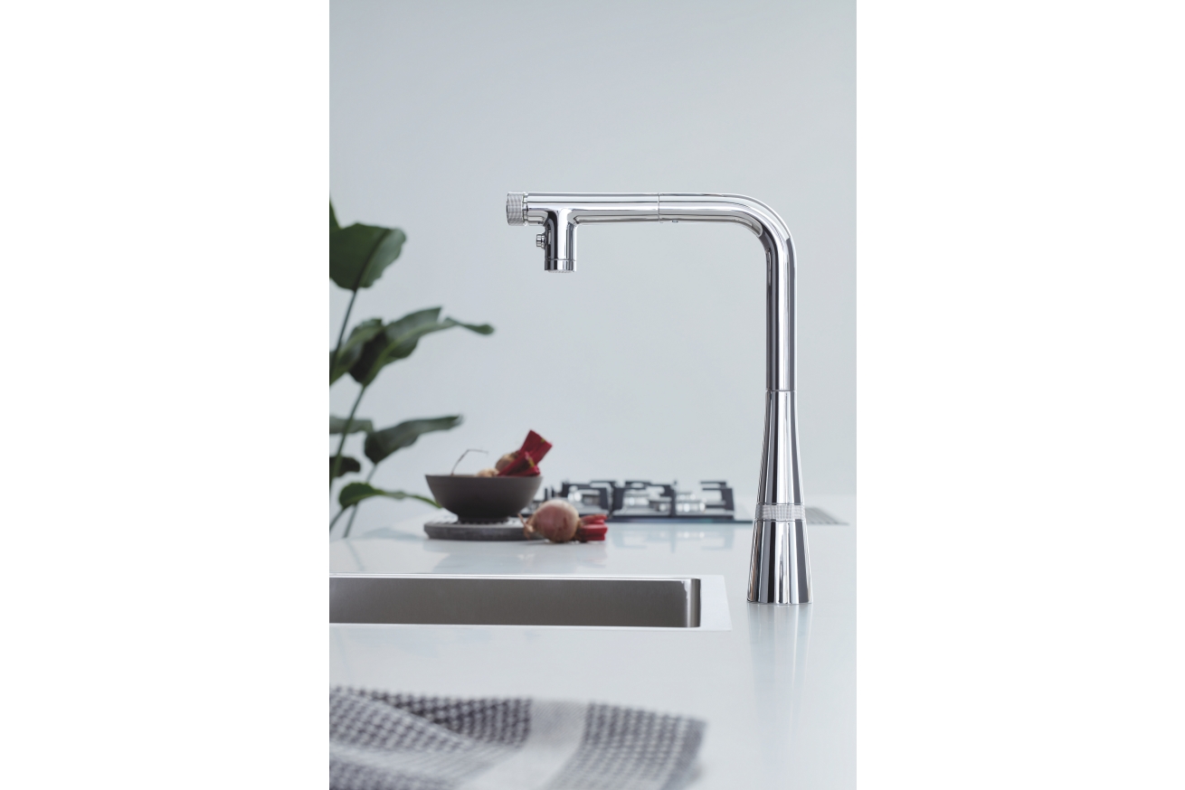 Смеситель для кухни GROHE Zedra SmartControl с вытяжным изливом 2jet, хром (31886000)