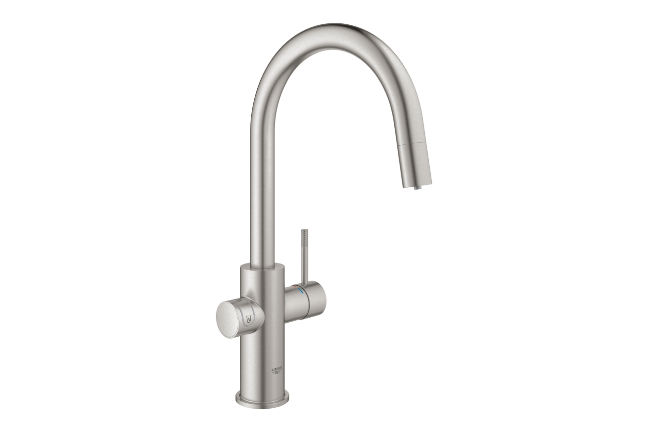 Смеситель для кухонной мойки GROHE Blue Home с системой фильтрации, охлаждения и газирования воды, Wi-Fi, суперсталь (31541DC0)