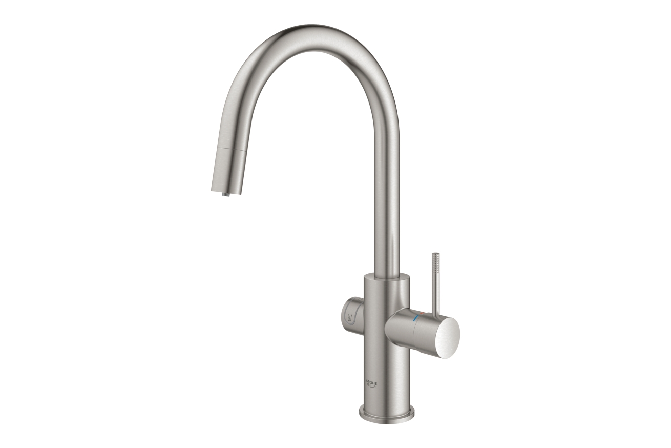 Смеситель для кухонной мойки GROHE Blue Home с системой фильтрации, охлаждения и газирования воды, Wi-Fi, суперсталь (31541DC0)