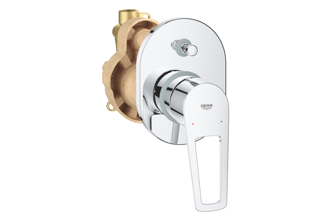 Смеситель для ванны GROHE BauLoop в комплекте с монтажной частью, хром (29041001)
