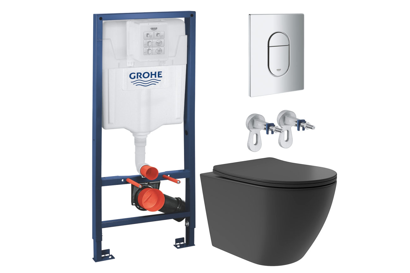 Комплект инсталляции GROHE Rapid SL NW0145/S с унитазом Aqueduto OVO Plus OVOT0240 и раковиной Aqueduto ESPIRAL ESP0340 (NW0381)