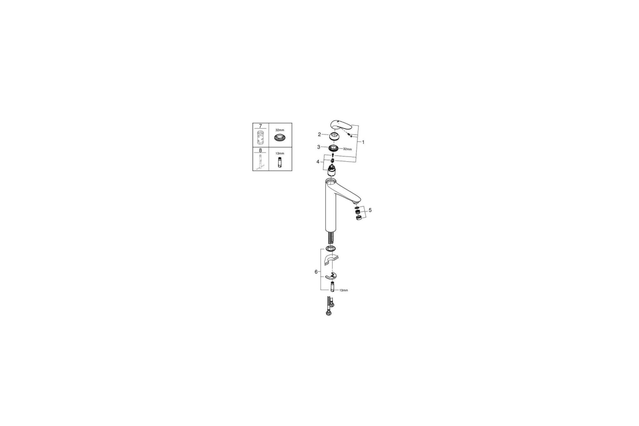 Смеситель для раковины GROHE Eurostyle, XL-size, белая луна (23719LS3)
