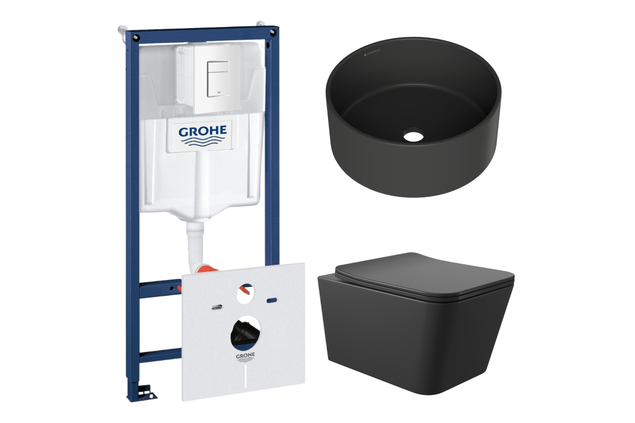 Комплект инсталляции GROHE Rapid SL 38772SH0 с унитазом Aqueduto MACIO MAC0140 и раковиной Aqueduto ESPIRAL D400 ESP0140 (NW0428)