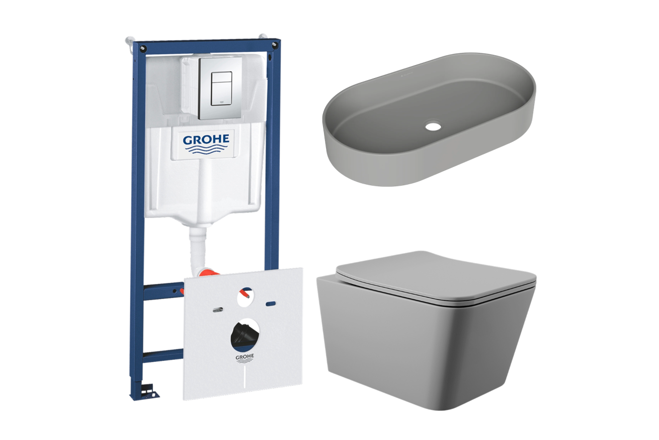 Комплект инсталляции GROHE Rapid SL 38775001 с унитазом Aqueduto MACIO MAC0130 и раковиной Aqueduto ESPIRAL ESP0230 (NW0442)