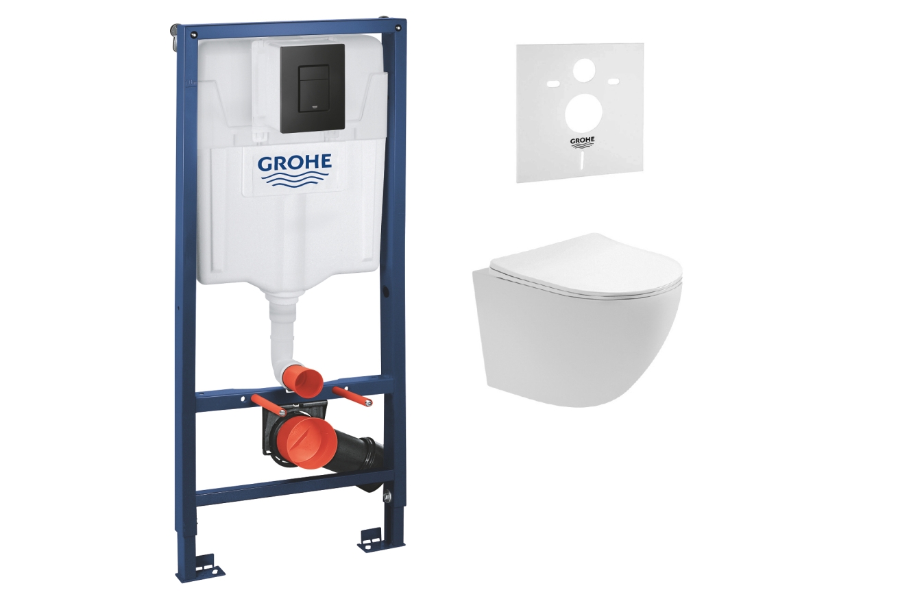 Комплект инсталляции GROHE 38811KF0-B/S с унитазом Aquatek ЕВРОПА и сиденьем с микролифтом (NW0153/S)
