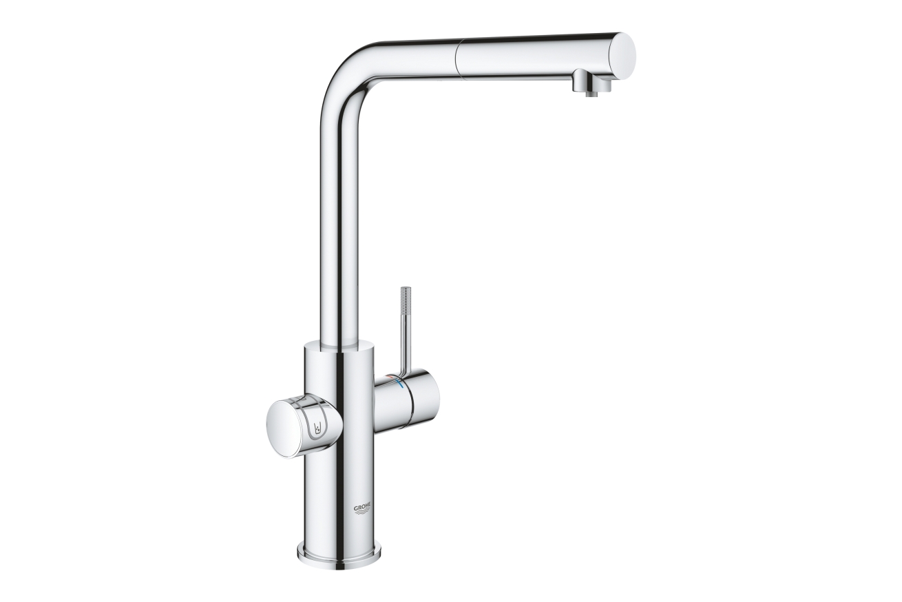 Смеситель для кухонной мойки GROHE Blue Home с системой фильтрации, охлаждения и газирования воды, Wi-Fi, хром (31539000)