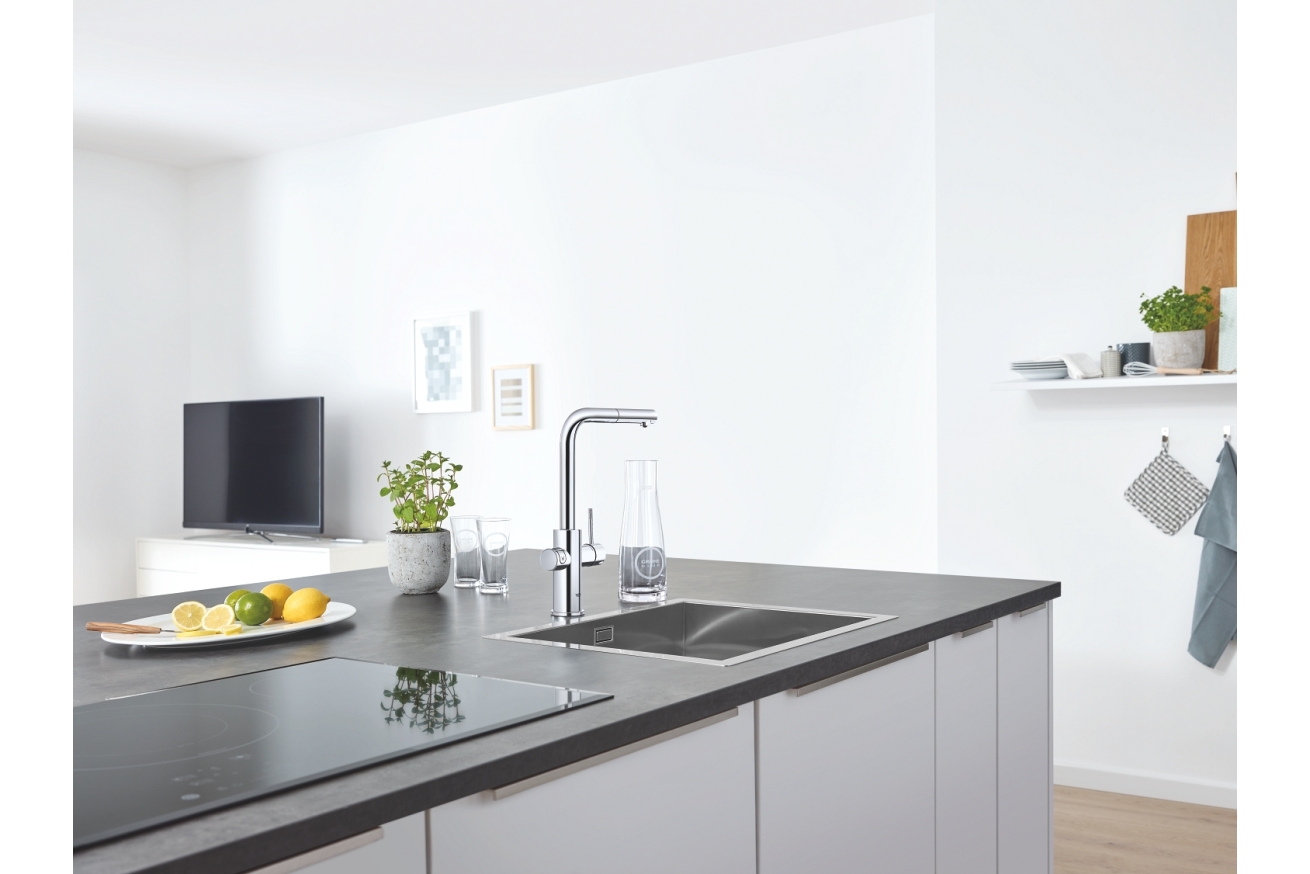 Смеситель для кухонной мойки GROHE Blue Home с системой фильтрации, охлаждения и газирования воды, Wi-Fi, хром (31539000)