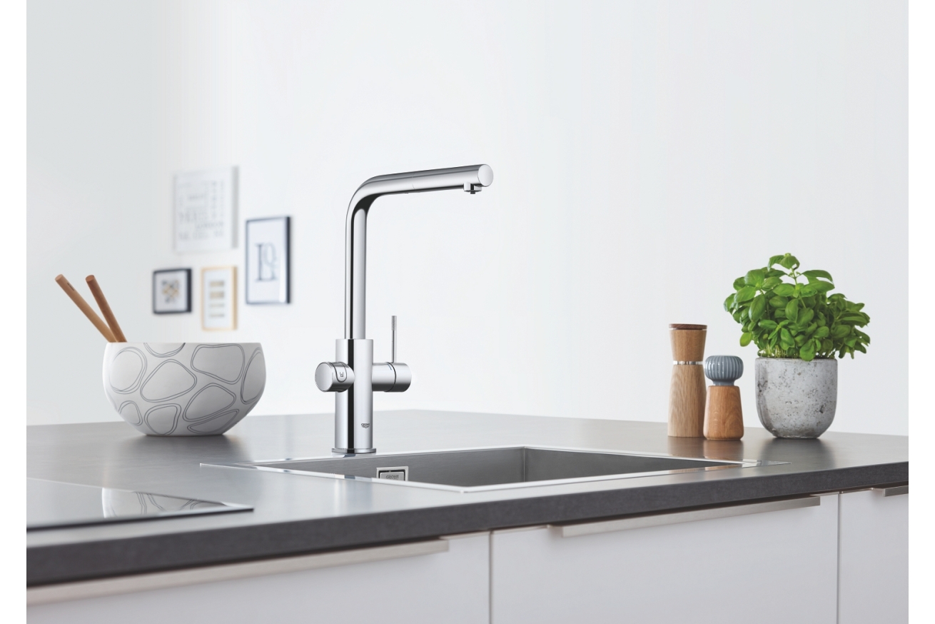 Смеситель для кухонной мойки GROHE Blue Home с системой фильтрации, охлаждения и газирования воды, Wi-Fi, хром (31539000)