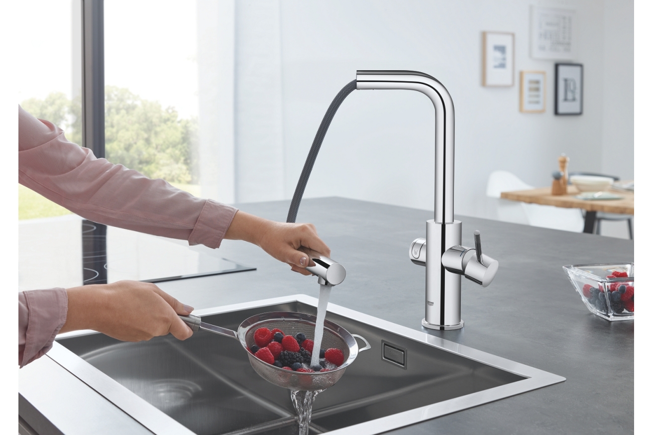 Смеситель для кухонной мойки GROHE Blue Home с системой фильтрации, охлаждения и газирования воды, Wi-Fi, хром (31539000)