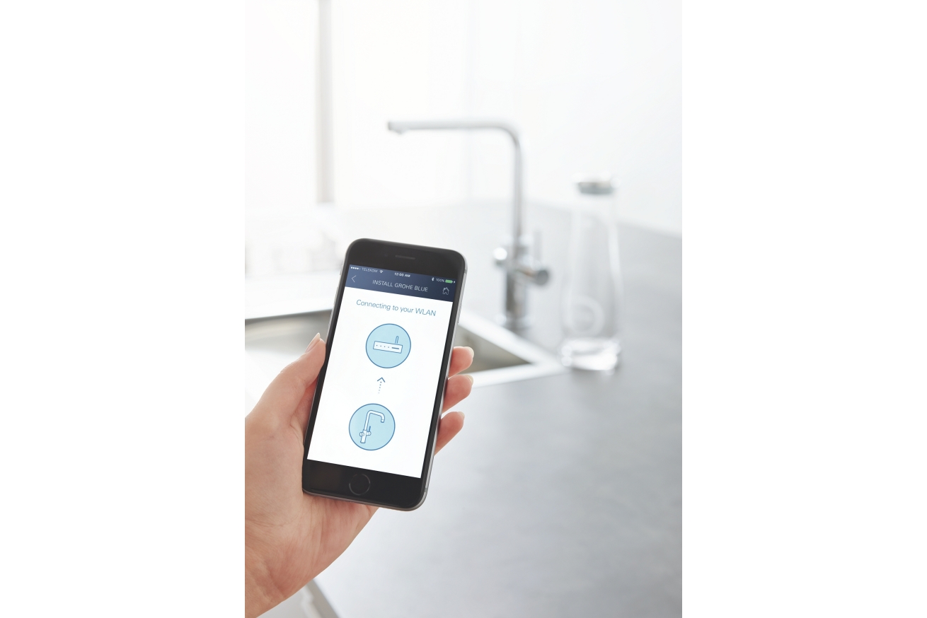 Смеситель для кухонной мойки GROHE Blue Home с системой фильтрации, охлаждения и газирования воды, Wi-Fi, хром (31539000)