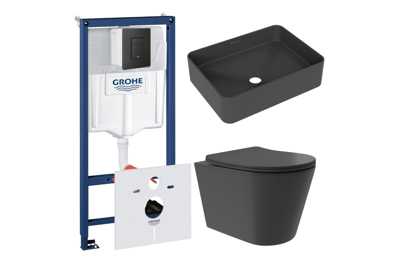 Комплект инсталляции GROHE Solido 38811KF0 с унитазом Aqueduto CONE Plus CONT0240 и раковиной Aqueduto ESPIRAL ESP0440 (NW0495)