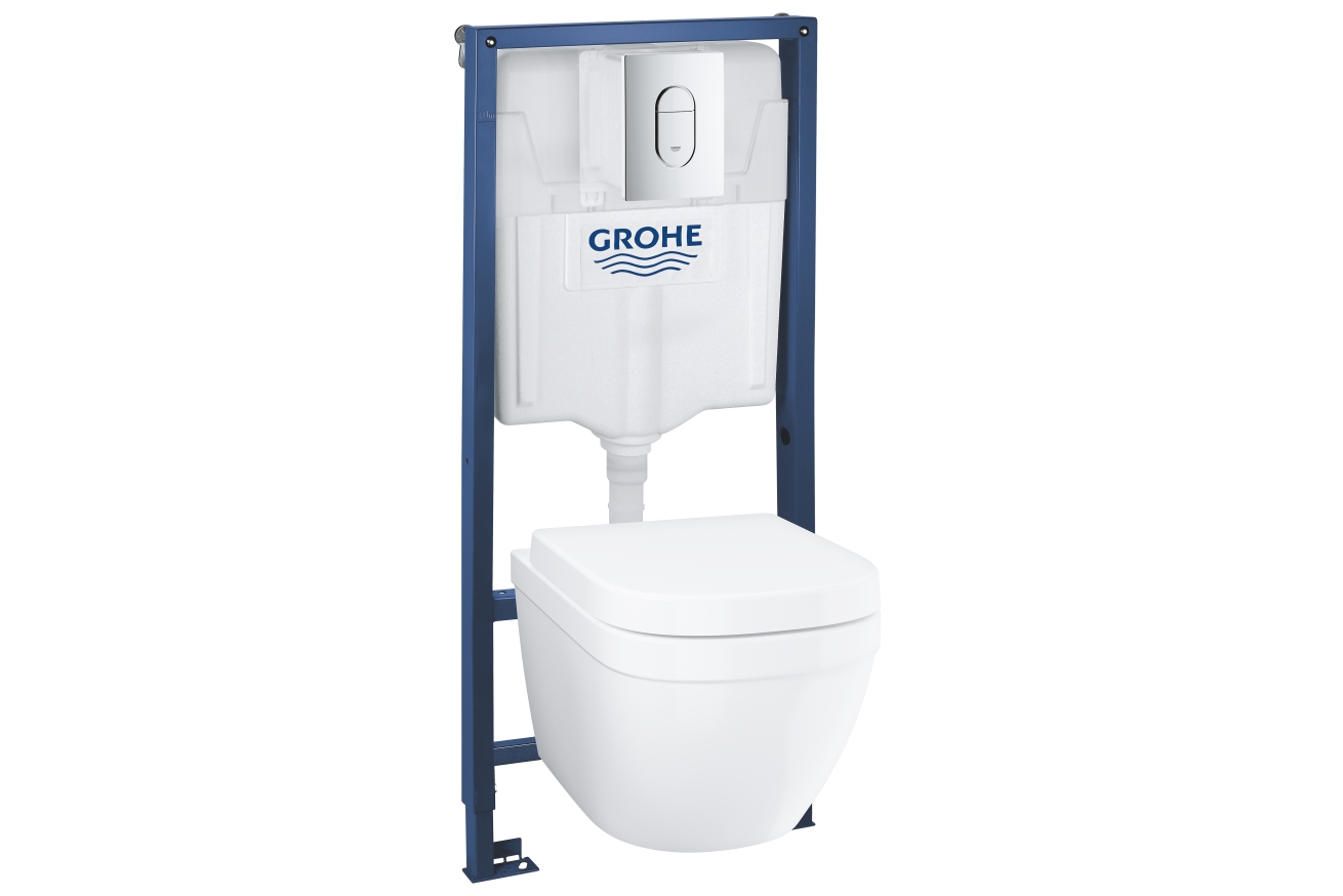 Комплект инсталляции GROHE Solido 5 в 1 с подвесным унитазом Euro Ceramic и сиденьем (39536000)