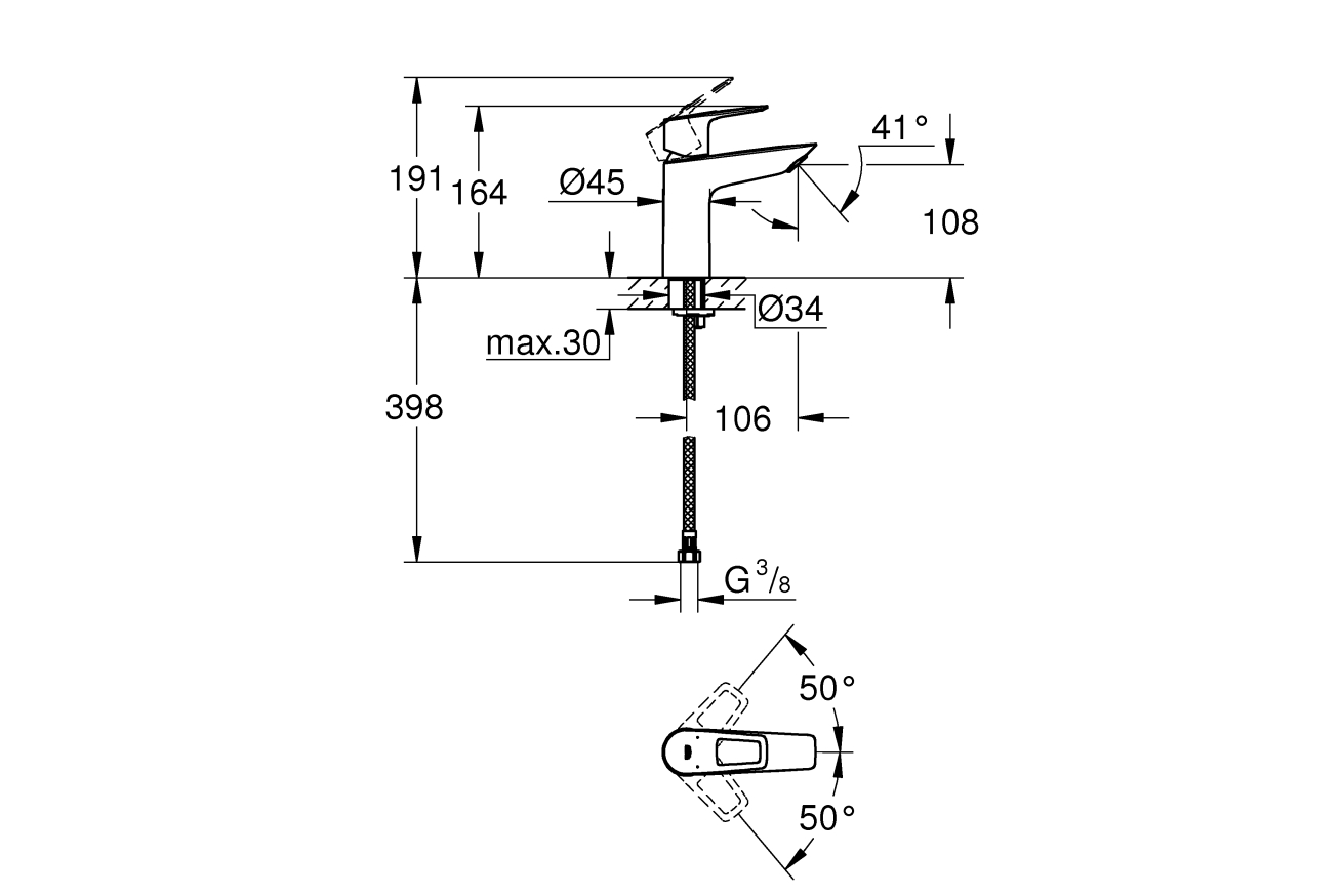 Смеситель для раковины GROHE BauLoop, M-size, хром (23917001)