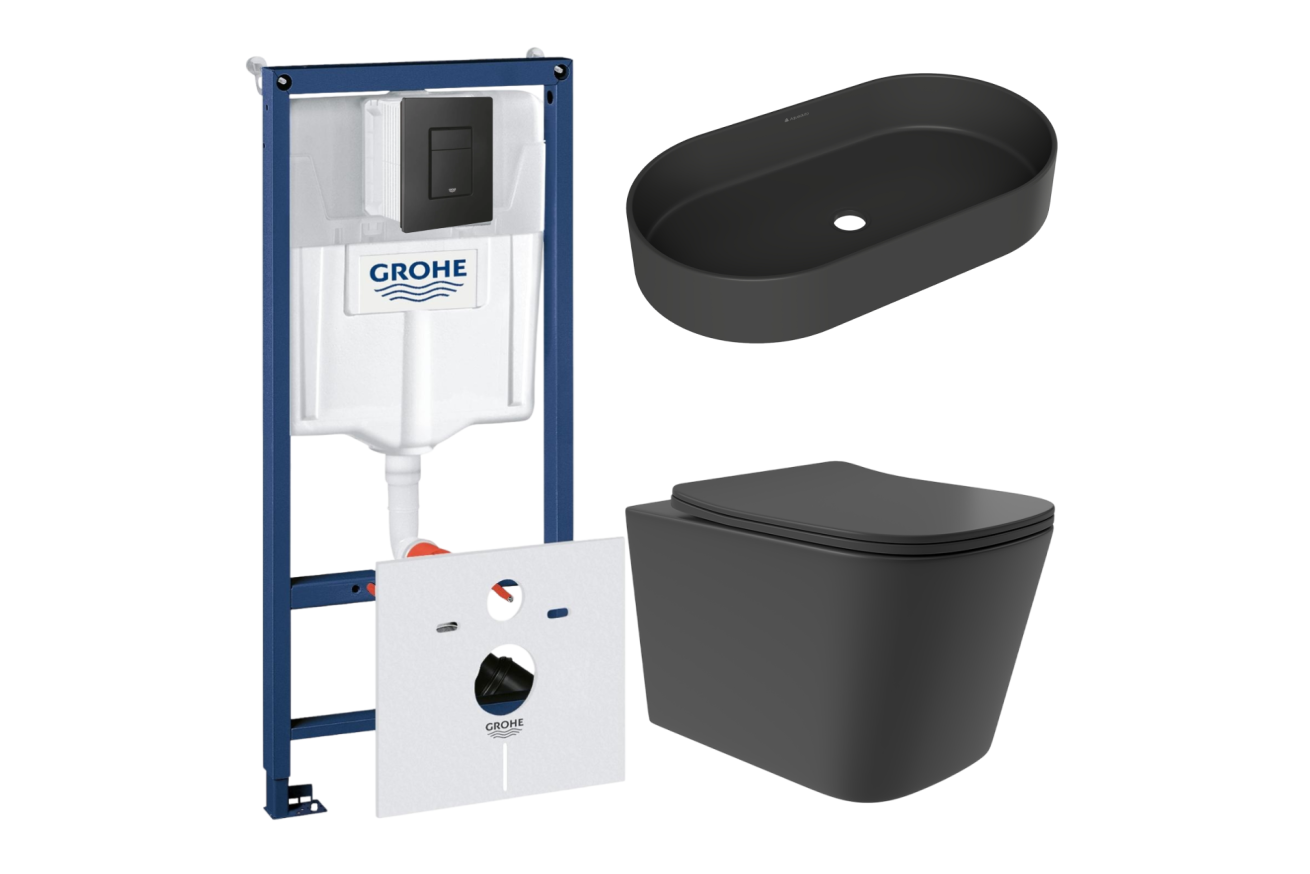 Комплект инсталляции GROHE Solido 38811KF0 с унитазом Aqueduto MACIO Plus MACТ0240 и раковиной Aqueduto ESPIRAL ESP0240 (NW0475)