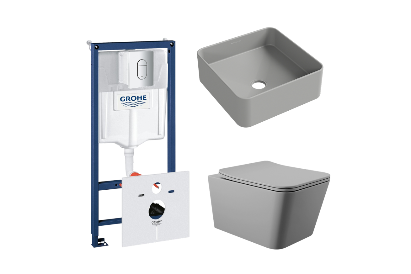 Комплект инсталляции GROHE Rapid SL NW0145/S с унитазом Aqueduto MACIO MAC0130 и раковиной Aqueduto ESPIRAL ESP0330 (NW0365)