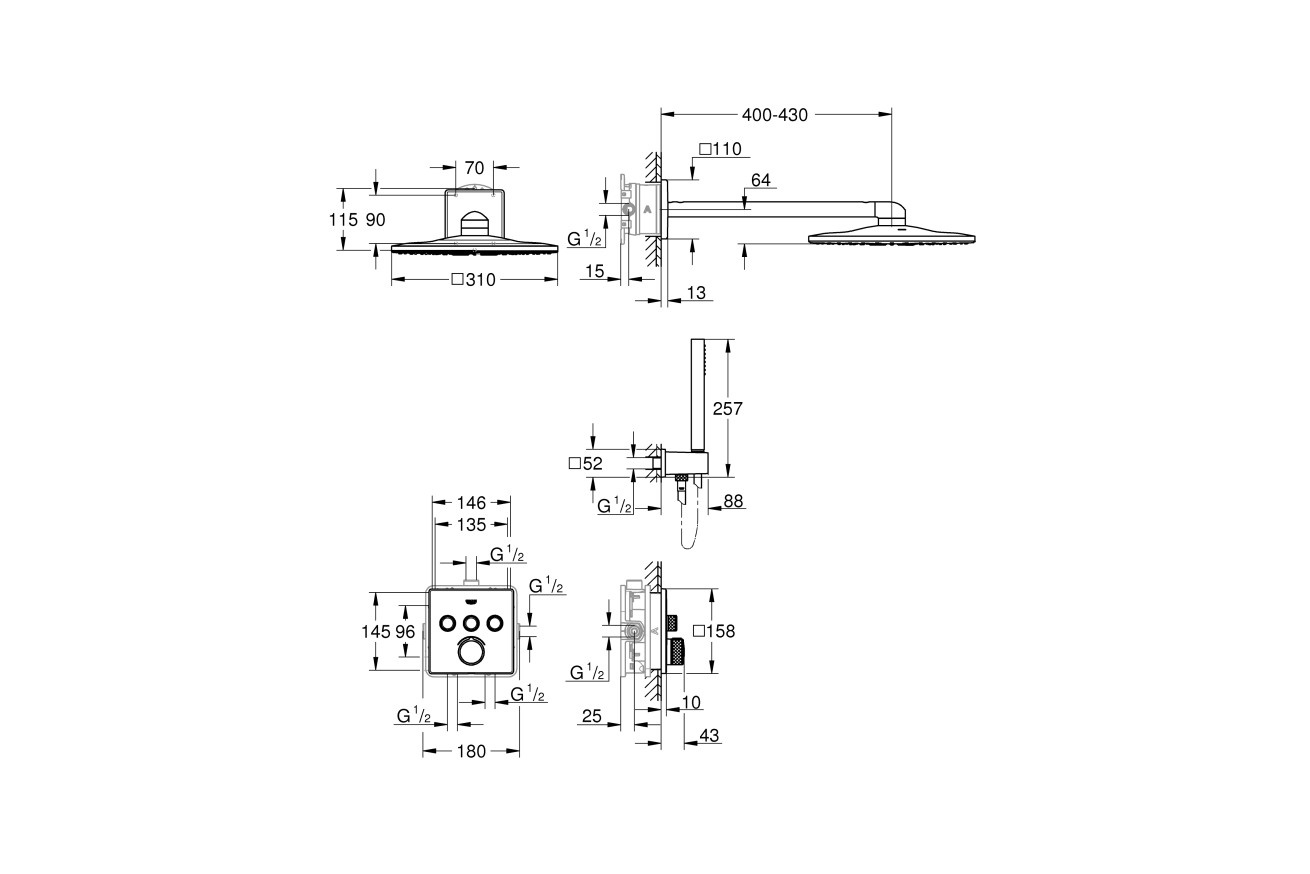 Душевая система GROHE SmartControl со смесителем для душа, хром (34712000)