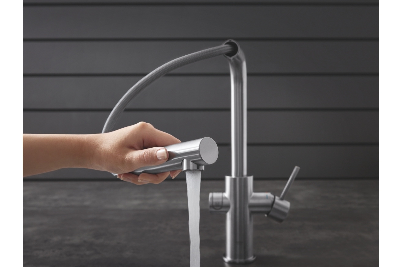 Смеситель для кухонной мойки GROHE Blue Home с системой фильтрации, охлаждения и газирования воды, Wi-Fi, суперсталь (31539DC0)
