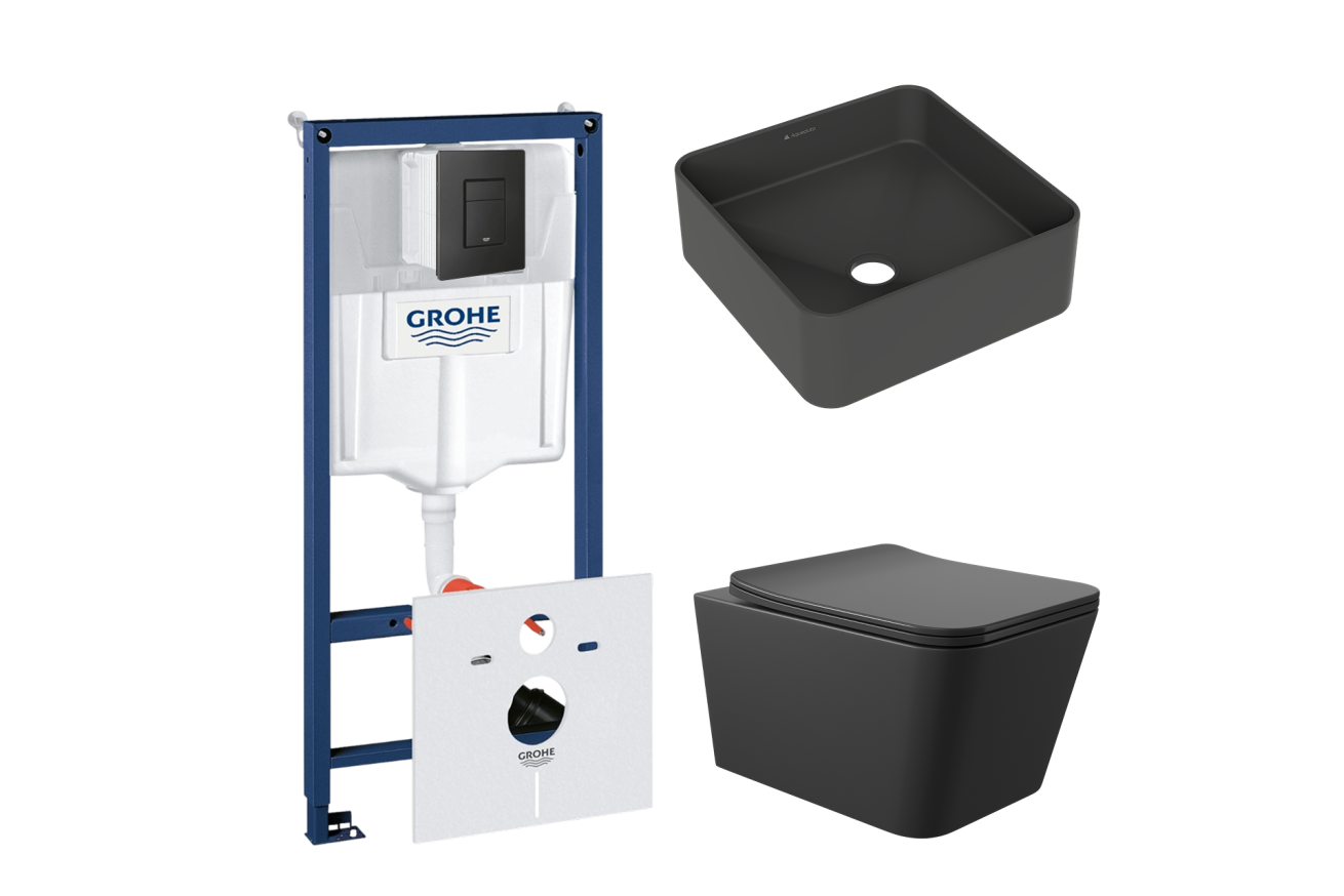 Комплект инсталляции GROHE Solido 38811KF0 с унитазом Aqueduto MACIO MAC0140 и раковиной Aqueduto ESPIRAL ESP0340 (NW0387)