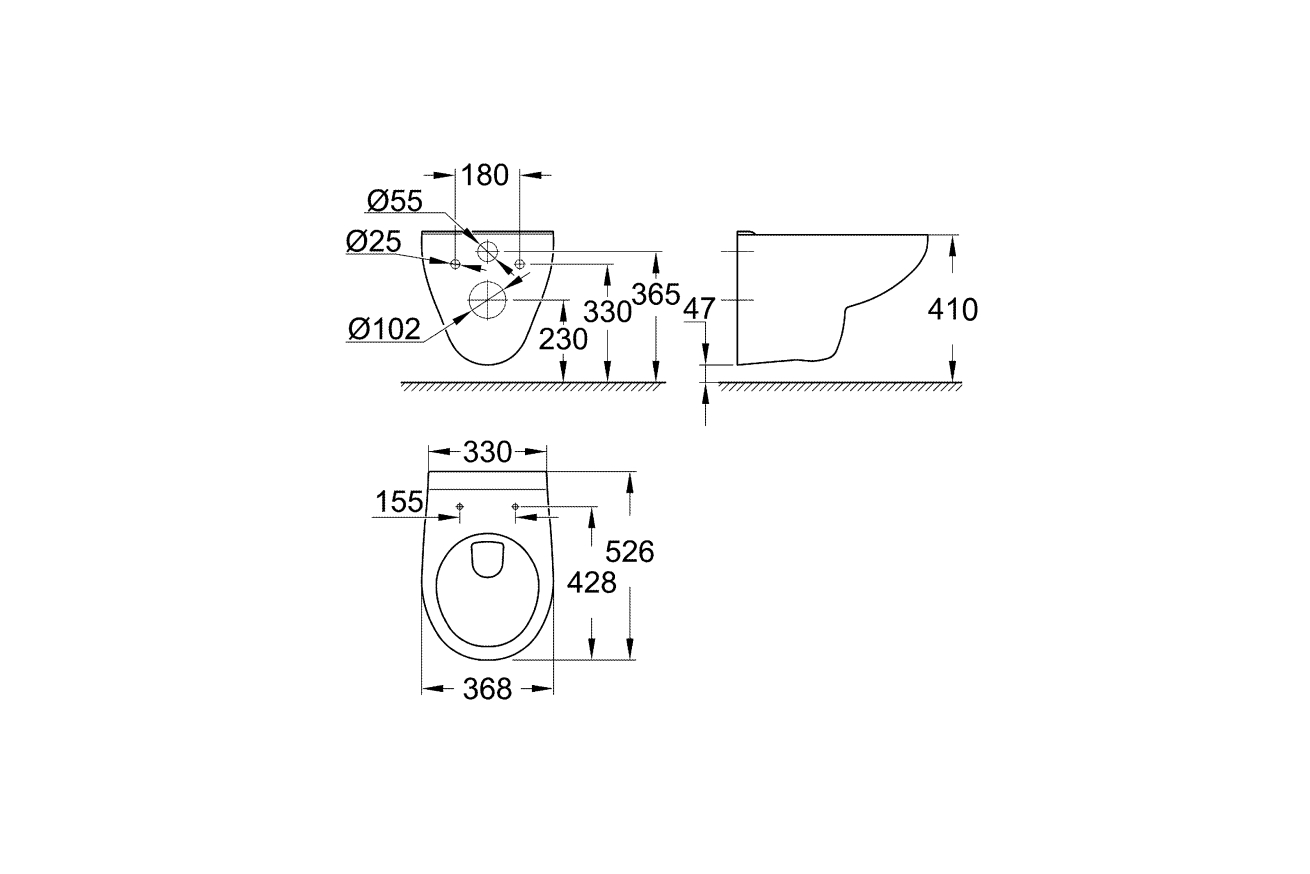 Унитаз подвесной GROHE Bau Ceramic, альпин-белый (39491000)