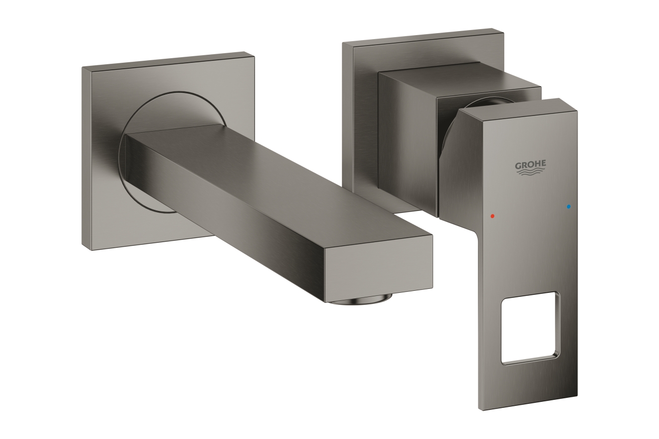Внешняя часть смесителя для раковины GROHE Eurocube на 2 отверстия, S-Size, темный графит матовый (19895AL0)