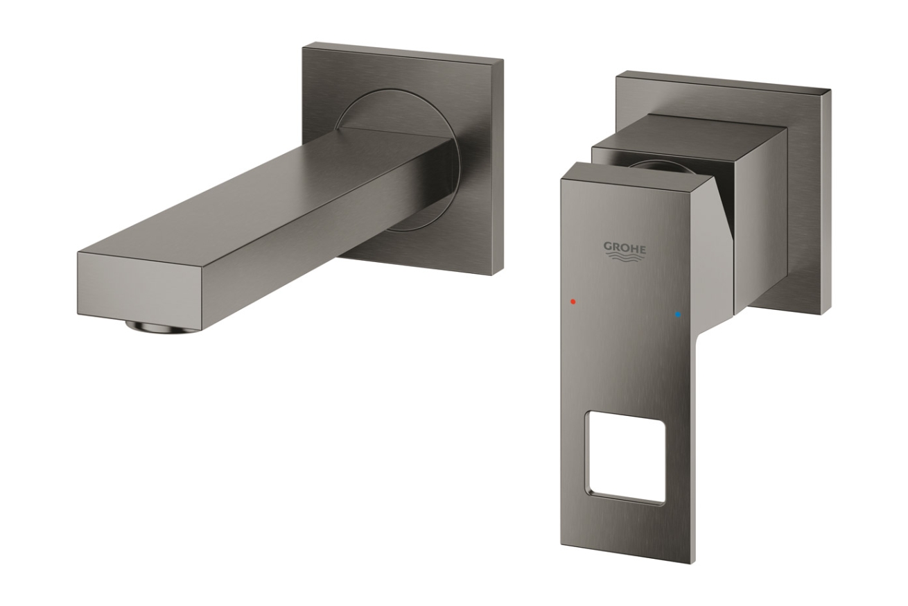 Внешняя часть смесителя для раковины GROHE Eurocube на 2 отверстия, S-Size, темный графит матовый (19895AL0)