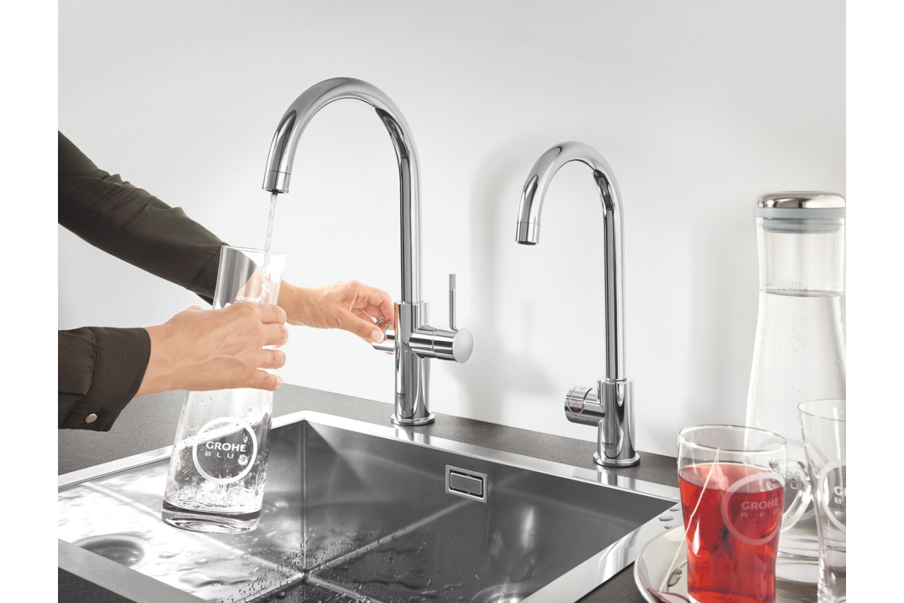 Смеситель для кухонной мойки GROHE Blue Professional с функцией фильтрации, с системой охлаждения и газирования воды, Wi-Fi, хром (31323002)