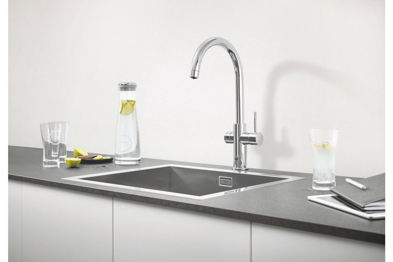 Смеситель для кухонной мойки GROHE Blue Professional с функцией фильтрации, с системой охлаждения и газирования воды, Wi-Fi, хром (31323002)