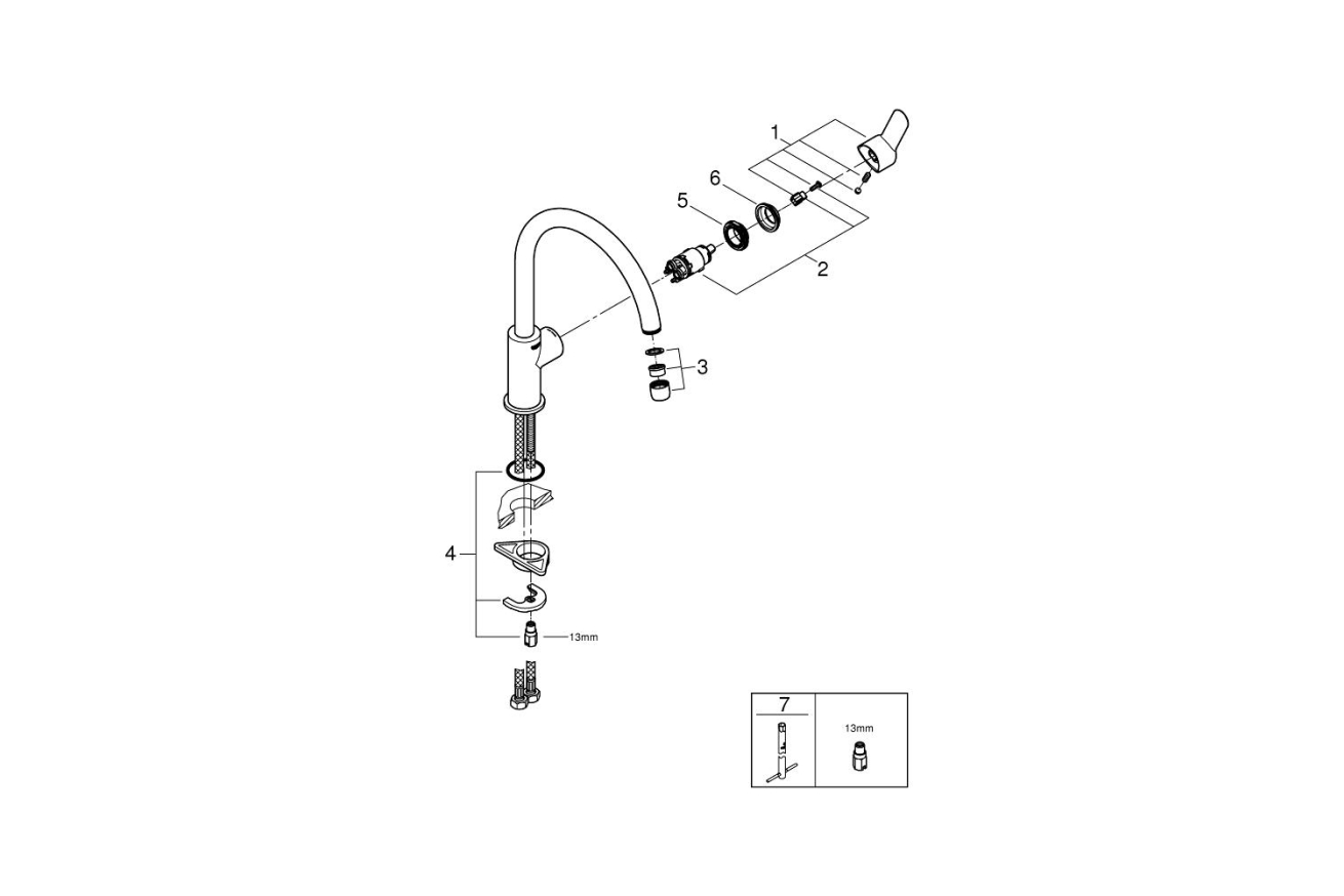 Смеситель для кухни GROHE BauEdge, хром (31367000)