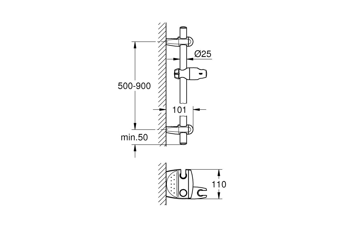 Душевая штанга GROHE Movario, велюровый хром (28398RR0)