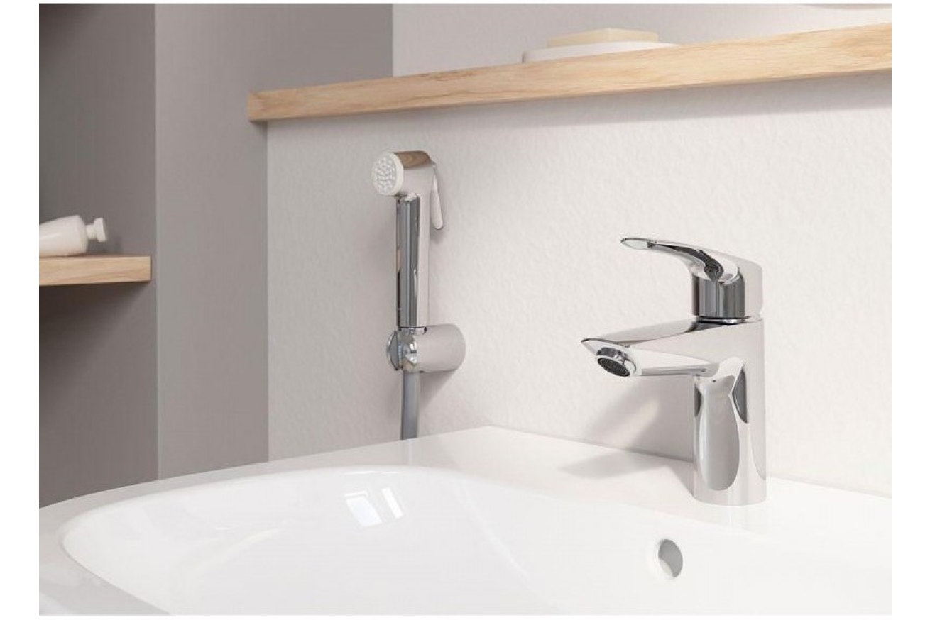 Смеситель для раковины GROHE Eurosmart с гигиеническим душем, S-size, хром (23124003)