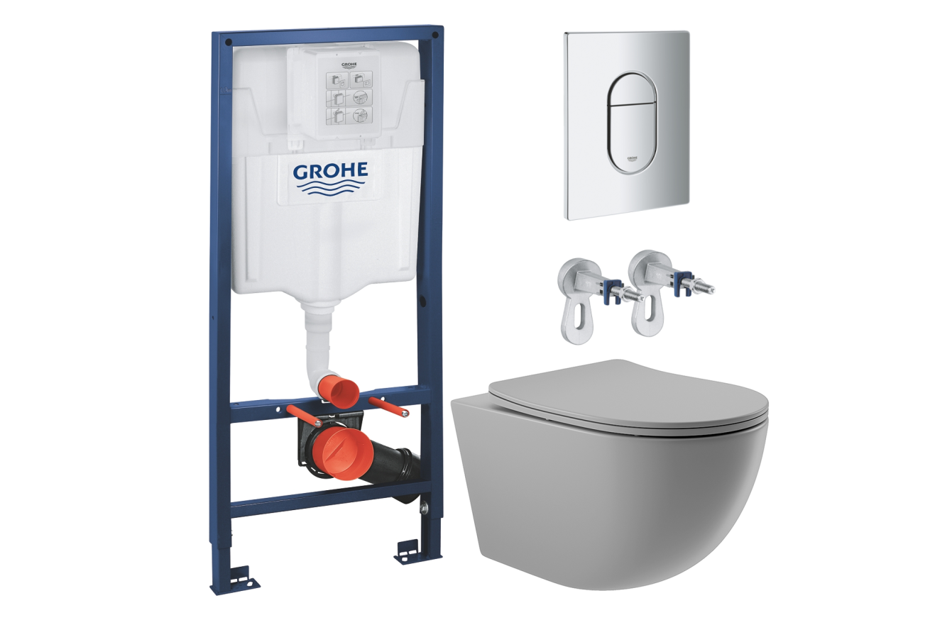 Комплект инсталляции GROHE Rapid SL NW0145/S с унитазом Aqueduto OVO OVO0130 и раковиной Aqueduto ESPIRAL D400 ESP0130 (NW0401)