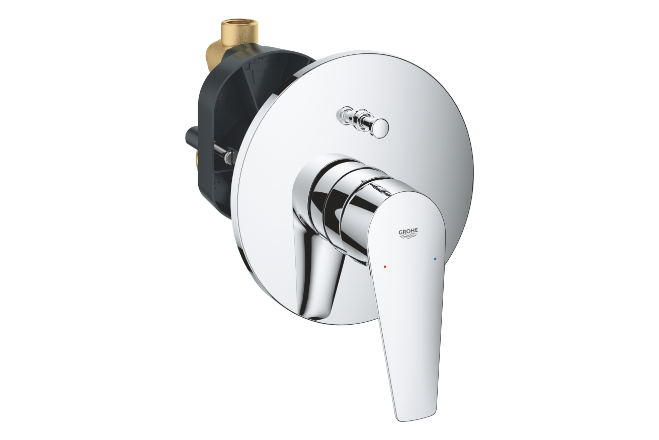 Смеситель для ванны GROHE BauEdge в комплекте с монтажной частью, хром (29079001)
