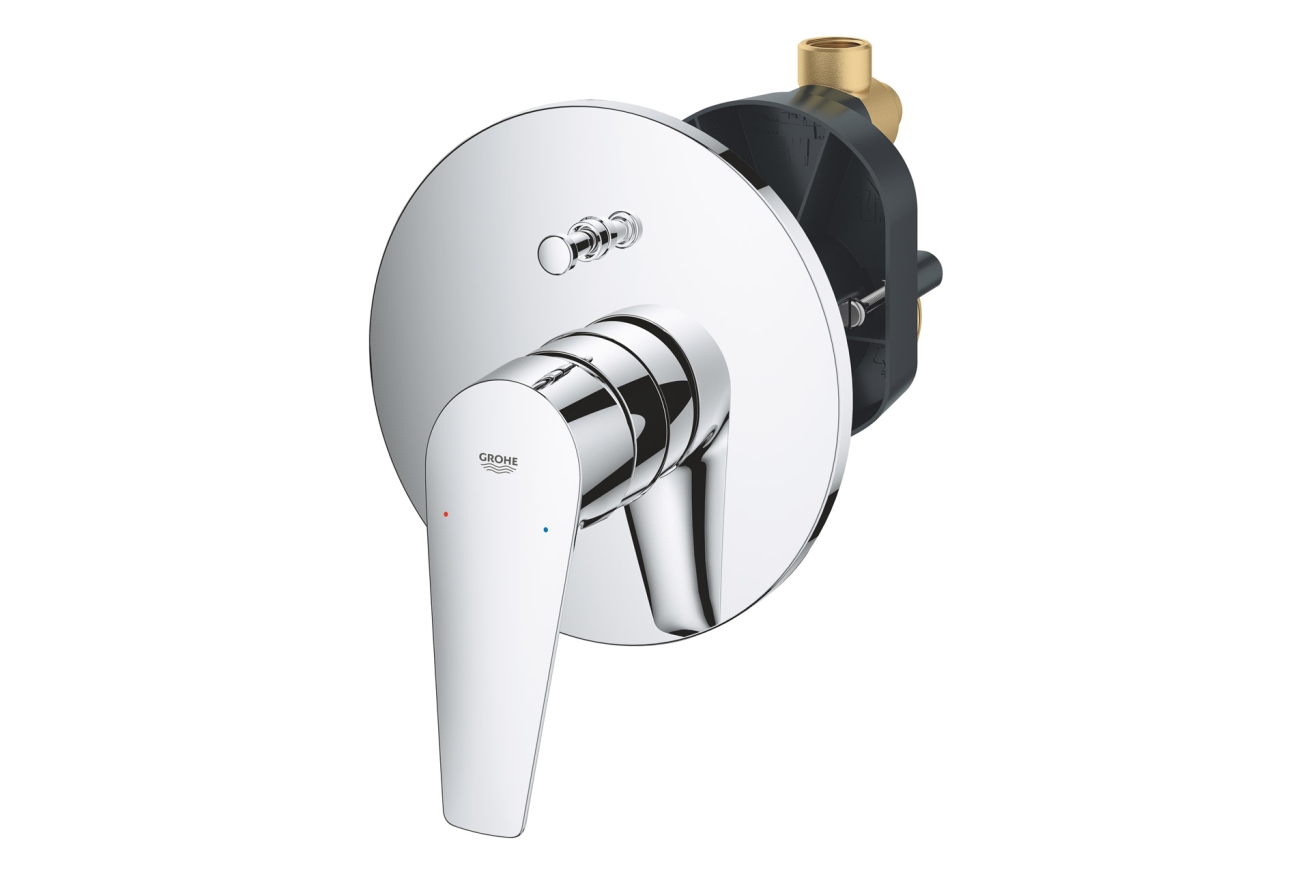 Смеситель для ванны GROHE BauEdge в комплекте с монтажной частью, хром (29079001)