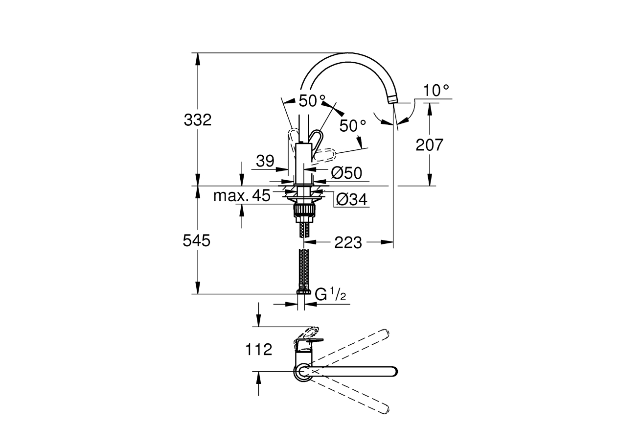 Смеситель для кухни GROHE BauFlow, хром (31230001)