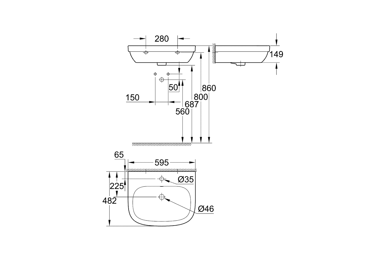 Раковина GROHE Euro Ceramic с гигиеническим покрытием 60 см, альпин-белый (3933500H)