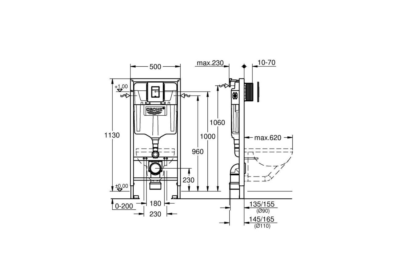 Комплект инсталляции GROHE Solido 38811KF0 с унитазом Aqueduto OVO Plus OVOT0240 и сиденьем с микролифтом (NW0232)