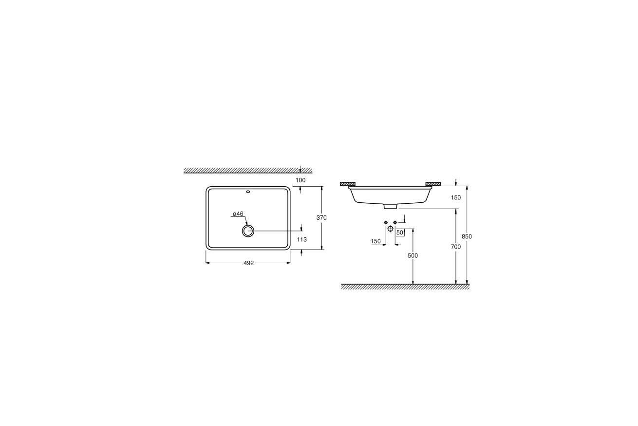 Раковина GROHE Cube Ceramic, встраиваемая 50 см, альпин-белый (3948000H)